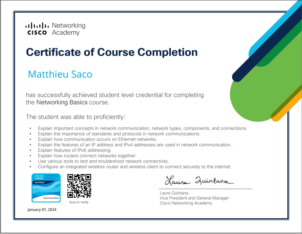 Certification Cisco Networking Basics